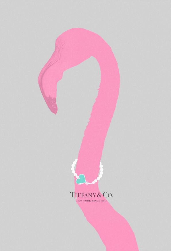 Flamingo wearing Tiffany necklace